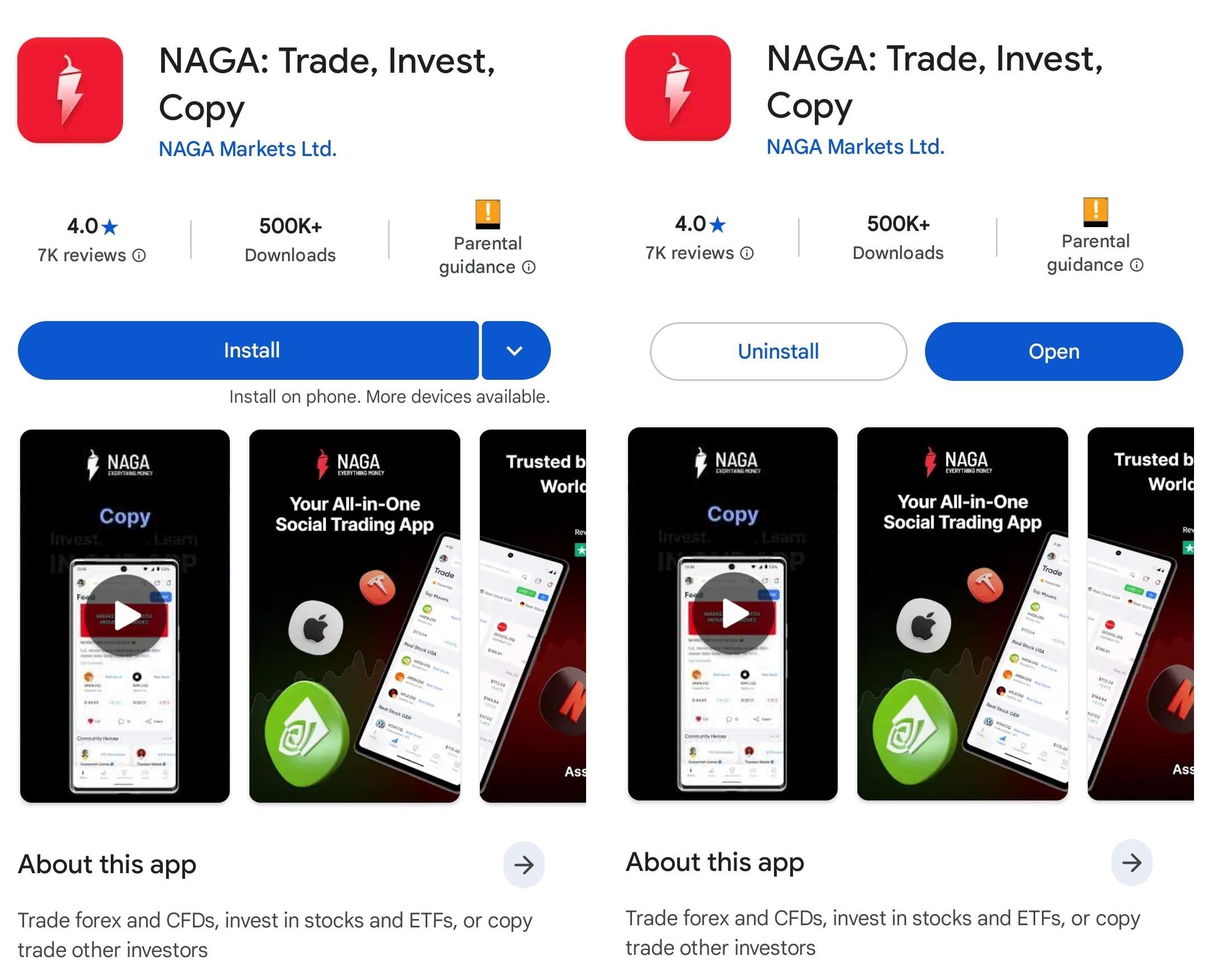 Install the NAGA.com app 