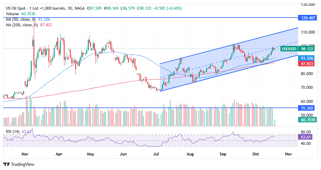 WTI Crude Oil Outlook: Q4 2026 and 2027 - Daily chart
